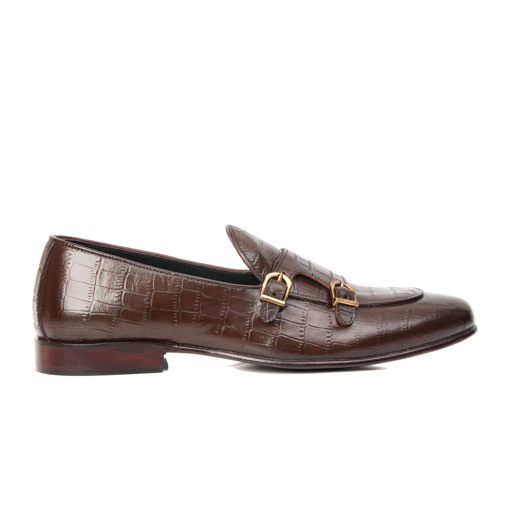 CS-02 Double Monk Strap Brown Crocodile