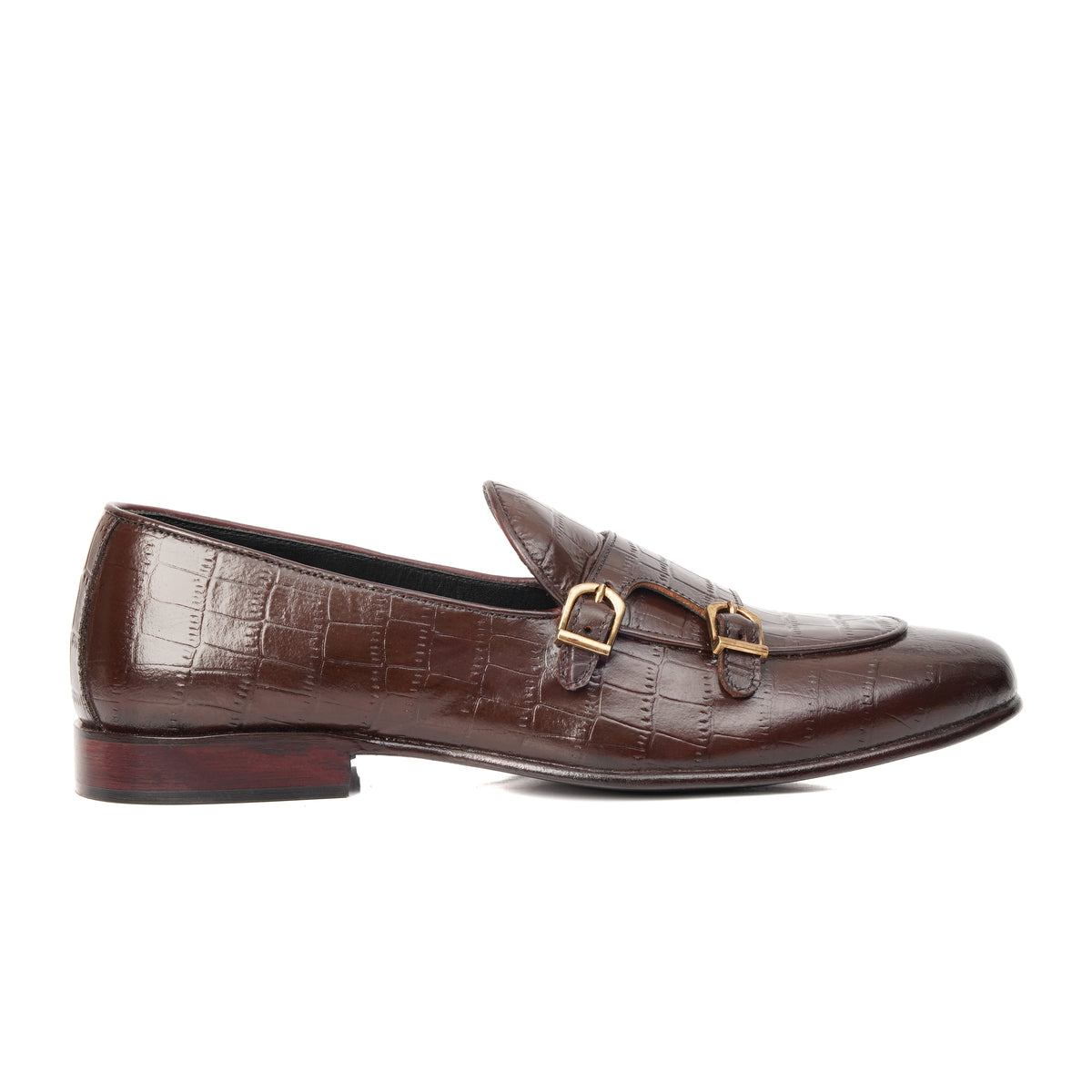 CS-02 Double Monk Strap Brown Crocodile