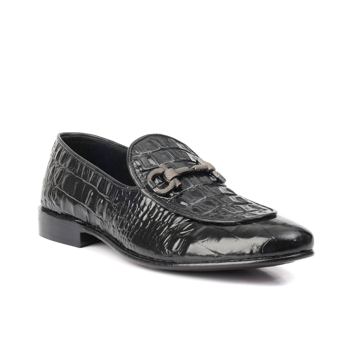 CS-16 Black Alligator Cow Leather Loafers