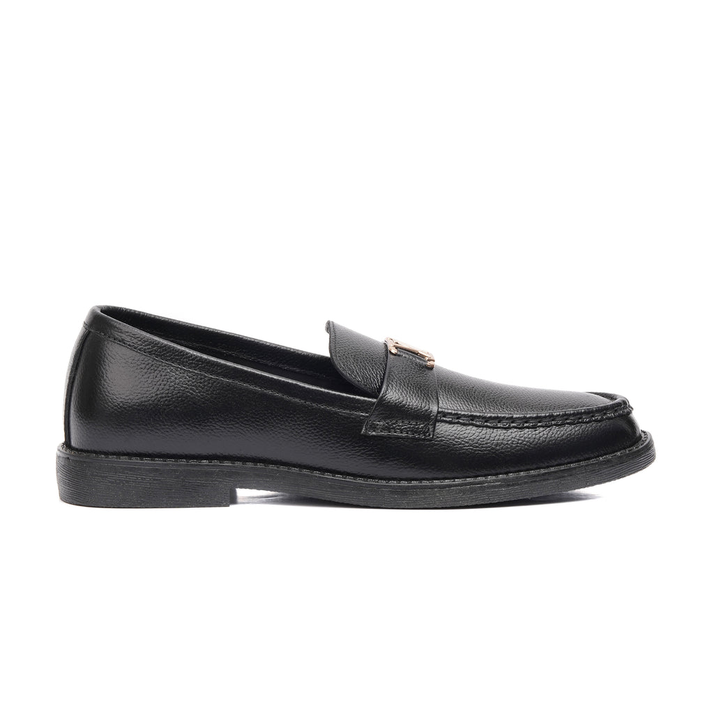 CS-18 Black Cow Milled Leather Loafers