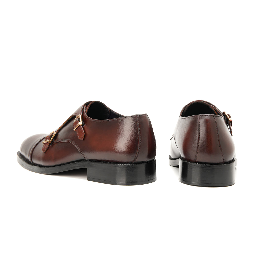 CS-12 Maroon Cow Leather Double Monk Formal Shoes