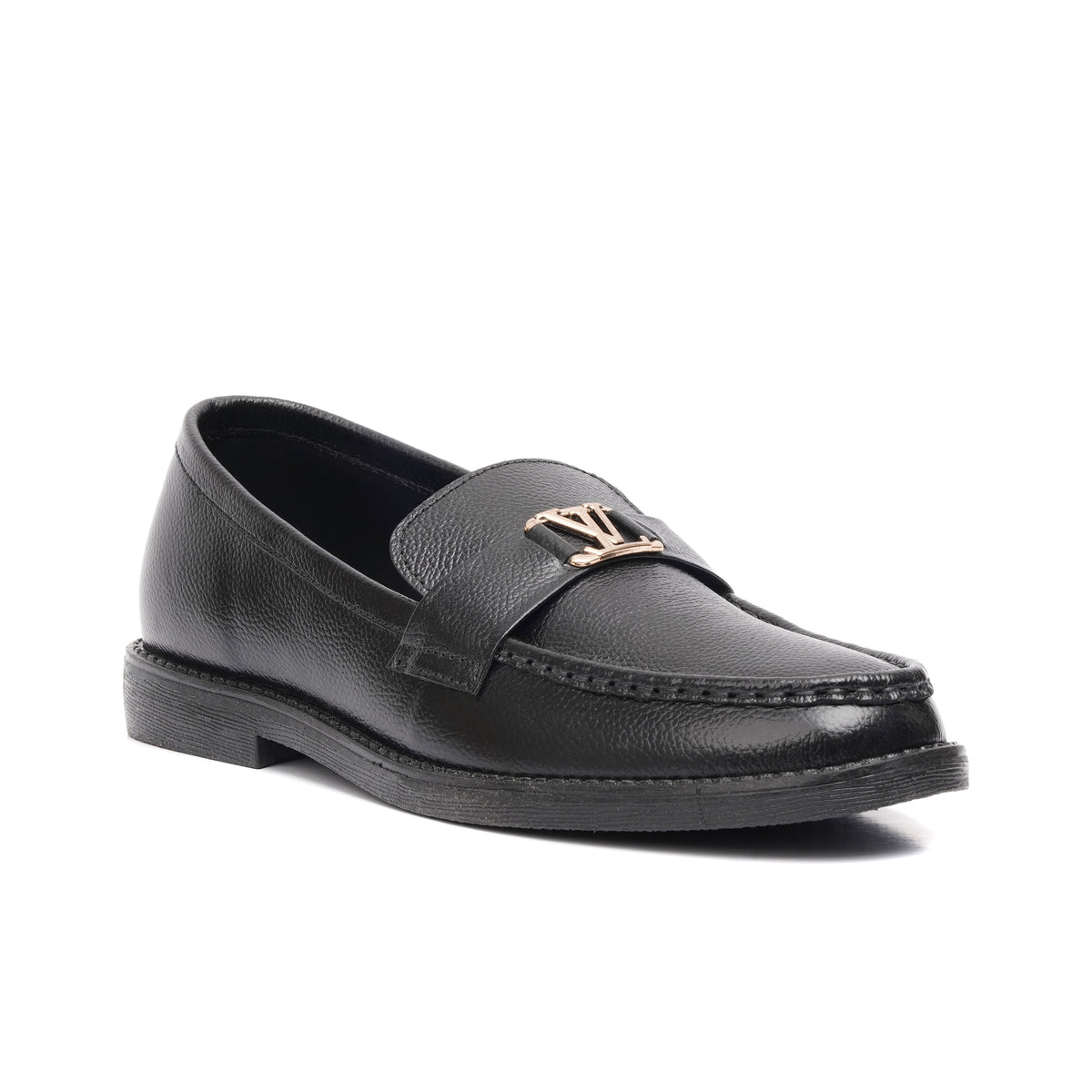 CS-18 Black Cow Milled Leather Loafers