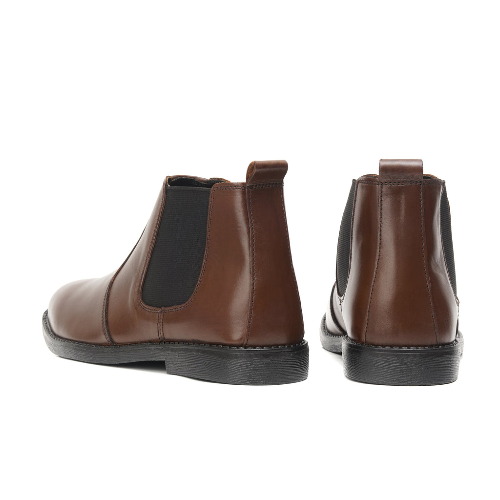 CS-10 Brown Cow Leather Chelsea Boots
