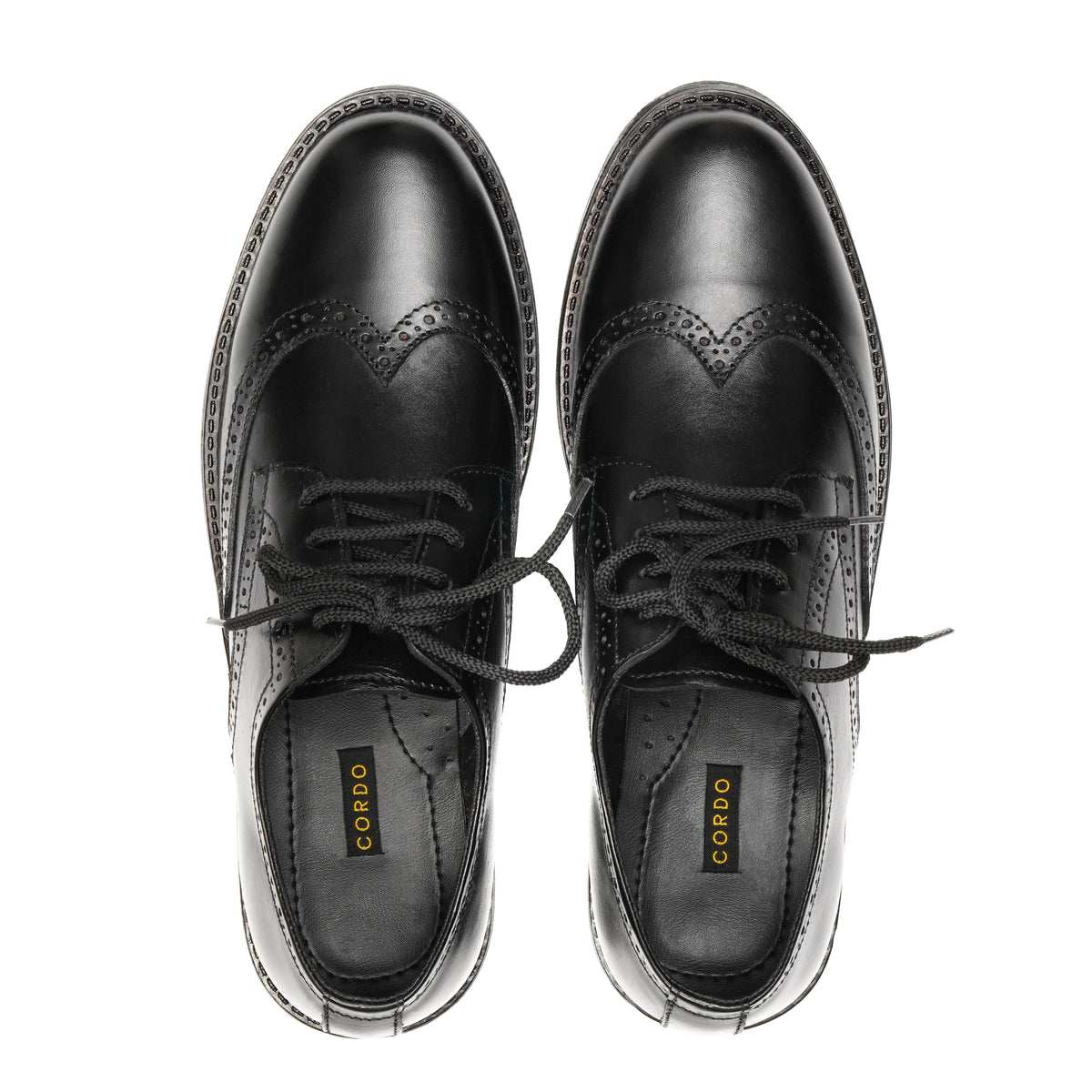 CS-08 Black Cow Leather Casual Brogue Shoes