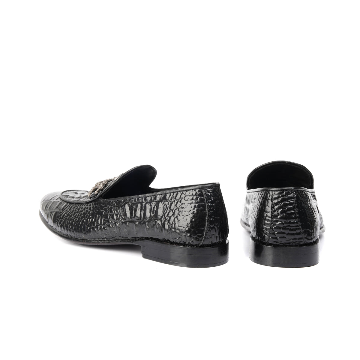 CS-16 Black Alligator Cow Leather Loafers