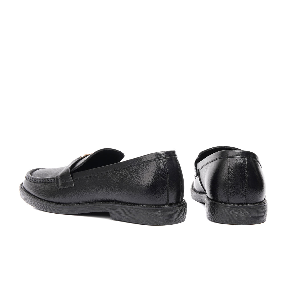 CS-18 Black Cow Milled Leather Loafers