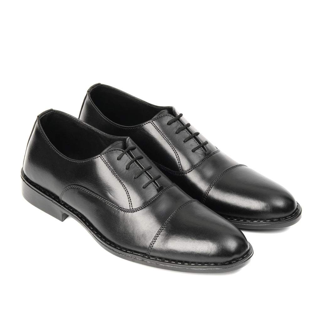 CS-05 Black Cow Leather Oxford Laces Shoes