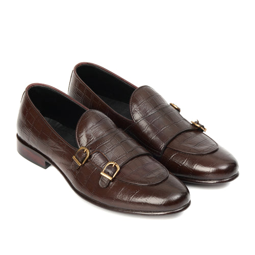 CS-02 Double Monk Strap Brown Crocodile
