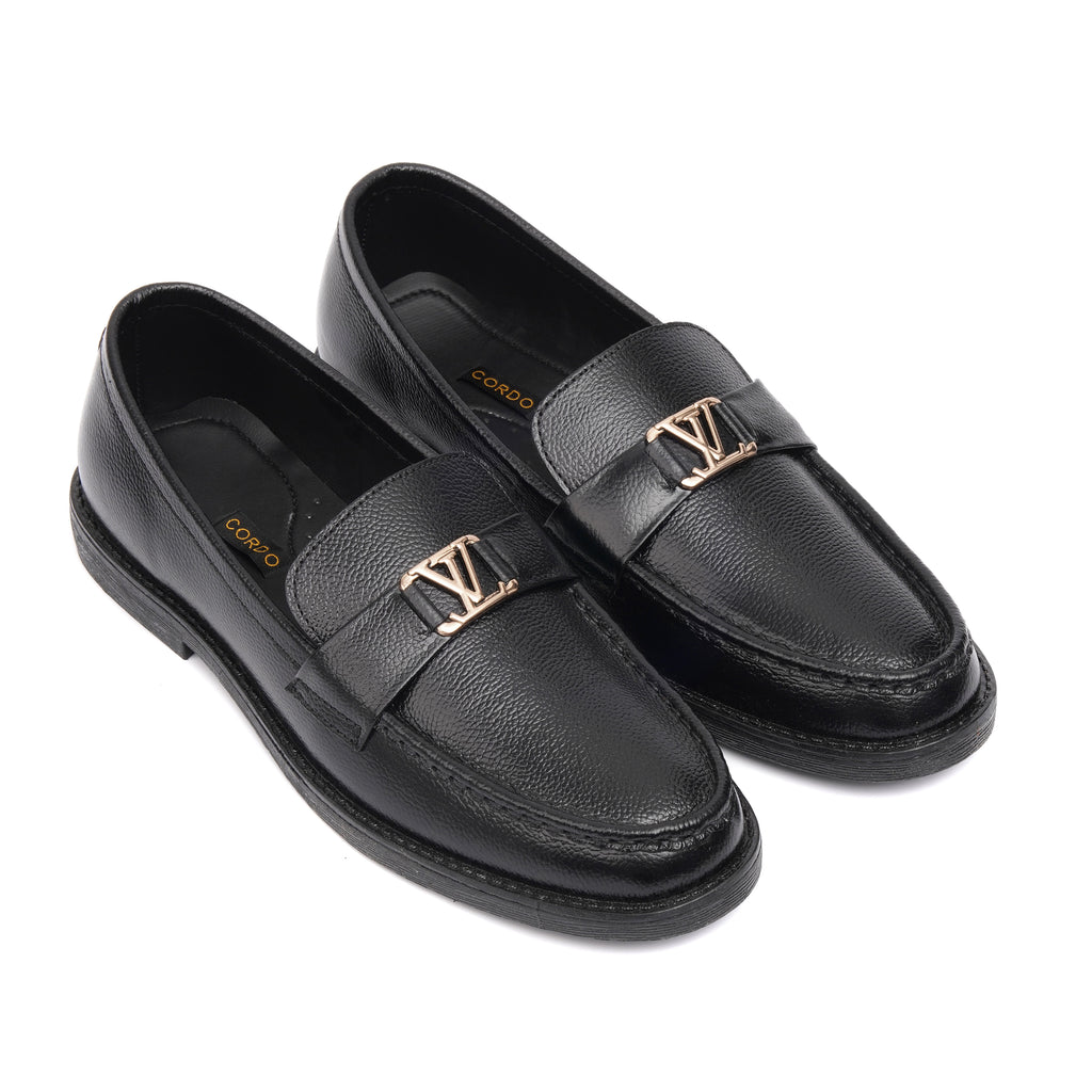 CS-18 Black Cow Milled Leather Loafers