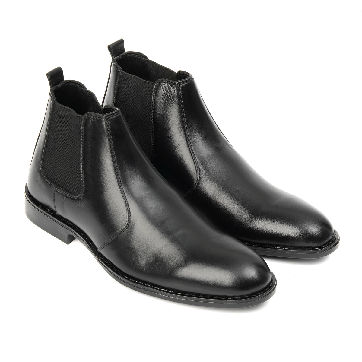 CS-03 Black Cow Leather Chelsea Boots