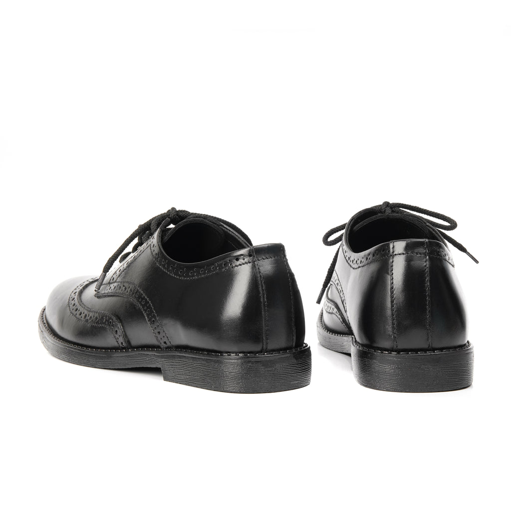 CS-08 Black Cow Leather Casual Brogue Shoes