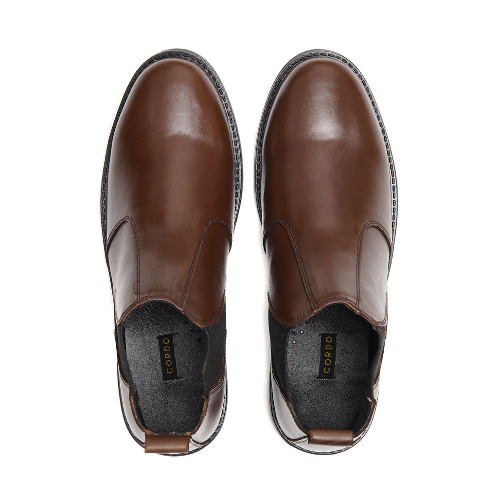 CS-10 Brown Cow Leather Chelsea Boots
