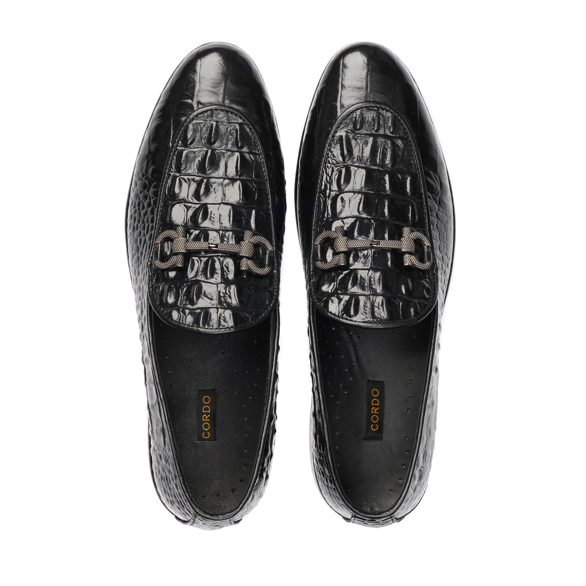 CS-16 Black Alligator Cow Leather Loafers