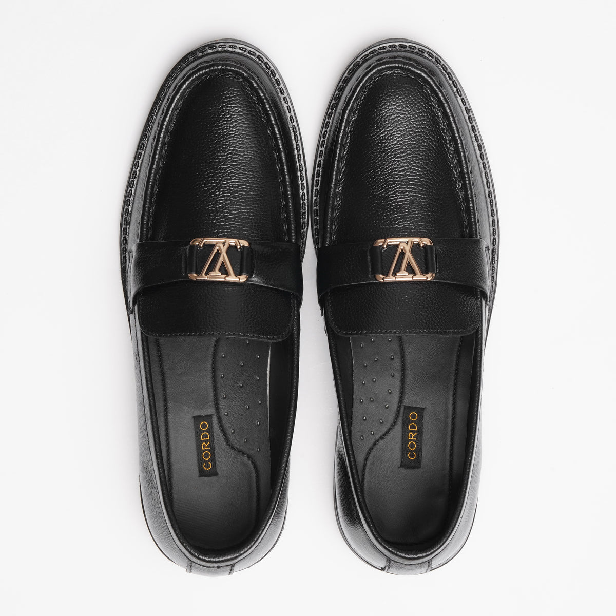 CS-18 Black Cow Milled Leather Loafers