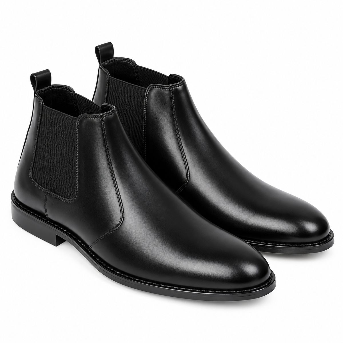 CS-03 Black Cow Leather Chelsea Boots