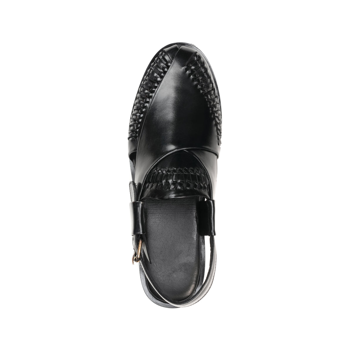 CS-22 Black Hand-Braided Cow Leather Peshawari | LUXE