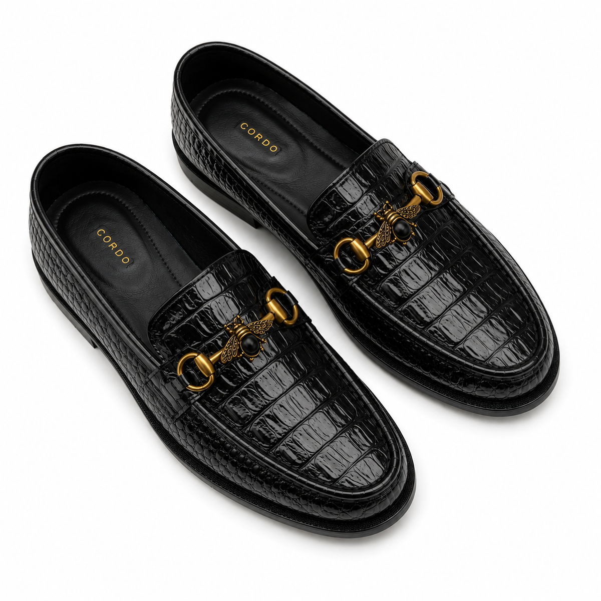 CS-26 Black Luxe Alligator Horsebit Loafers