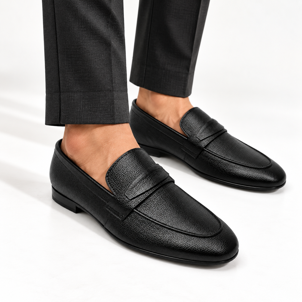 CS-31 Black Noble Soft Grain Foldable Slip-Ons | Cloud Comfort